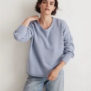 Madewell Womens Size XS 100% Cotton Conway Pullover Sweater in Blue $98 NM589